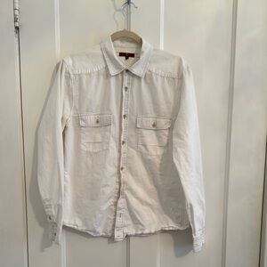7 for all minkind Men's White Button-Up Shirt. Size M